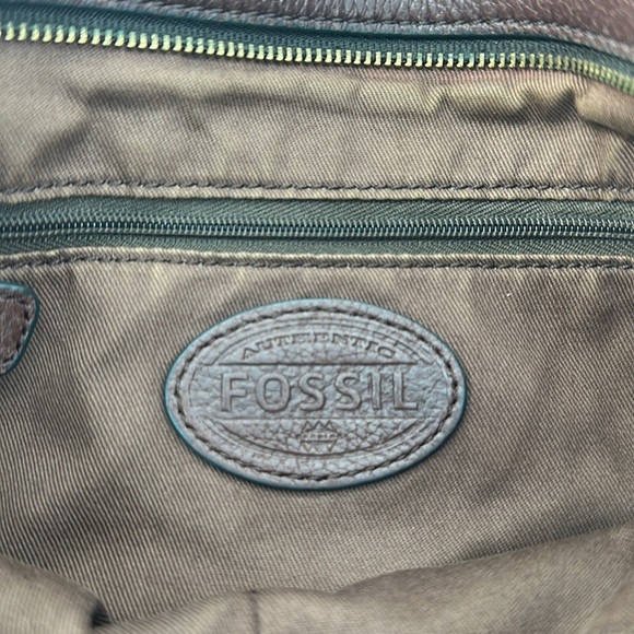 Fossil Brown Pebbled Leather Shoulder Bag - Picture 11 of 11
